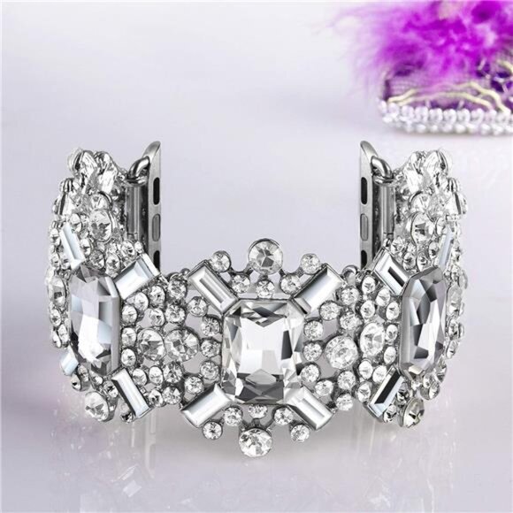 Bling Bands Compatible with Apple Watch Band, Diamond Rhinestone Metal Wristband - Picture 5 of 8